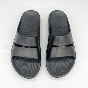 OOFOS Mens 9 OOahh Slide Sandals Black Recovery Sport Shoes SlipOn Beach Comfort